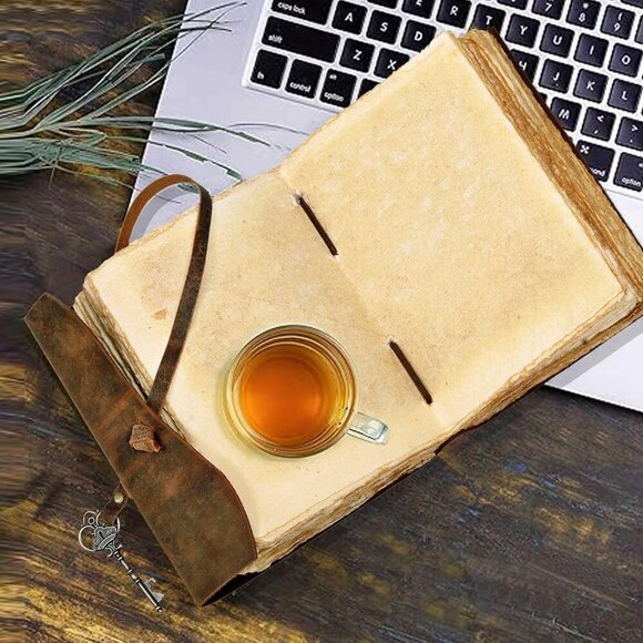 C Compass Vintage Leather Journal - Antique Handmade Leather Bound journal with - Picture 9 of 10